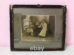 B&W Antique VTG Old Photograph Picture South Indian Couple Traditional Dress D33