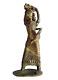 Bastar Dhokra Brass Sculpture Woman & Child Carrying Wood Vintage India Gilded