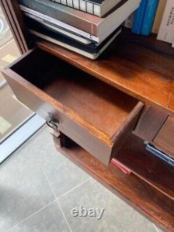 Beautiful Sheesham Indian wood bookshelf with drawers brown oak Vintage Antique