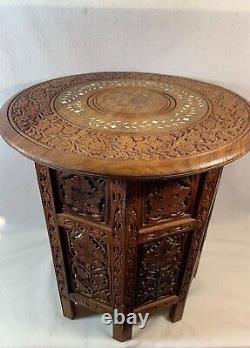 Beautiful Vintage Indian Octagonal Folding Side Table / Occasional Table