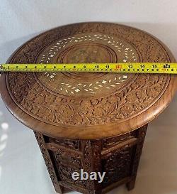 Beautiful Vintage Indian Octagonal Folding Side Table / Occasional Table