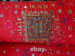 Beautiful Vintage Silk Embroidery Cotton Shawl Textile Sekhawati Rajasthan India