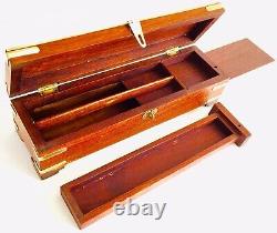 Beautifully Handcrafted Wood & Brass Indian Incense Box / Pencil Box (11/27cm)
