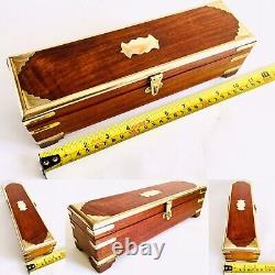 Beautifully Handcrafted Wood & Brass Indian Incense Box / Pencil Box (11/27cm)