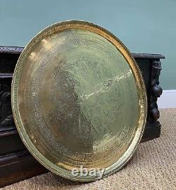 Brass Benares Tray Large Vintage Early 20th Century Script Star