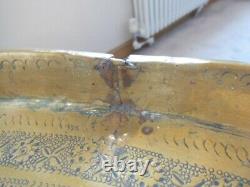 Brass Benares tray engraved On Stand Table foldable Large Antique