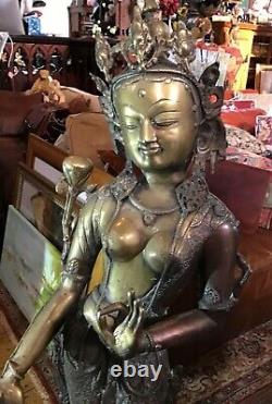 Brass Lakshmi Sculpture Statue Large Hindu Devi Vintage Goddess H130cm W 25kg