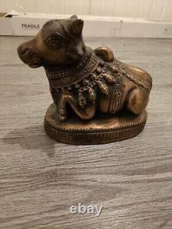 Brass Nandi Bull Statue Vahana of India Figure Handcrafted Vintage Antique