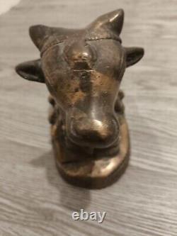 Brass Nandi Bull Statue Vahana of India Figure Handcrafted Vintage Antique