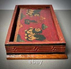 Buddhist Prayer Table Vintage Folding Wish Fulfilling Jewel And Snow Lion Tibet