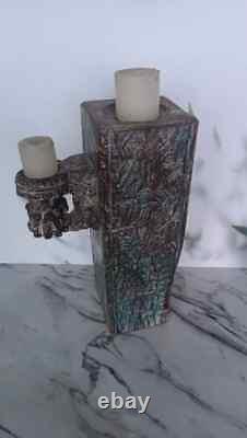 Candle Holder Vintage Indian Antique Hand carved Wooden Architectural Salvage