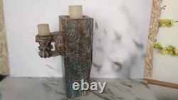 Candle Holder Vintage Indian Antique Hand carved Wooden Architectural Salvage