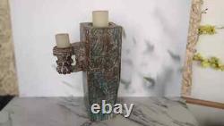 Candle Holder Vintage Indian Antique Hand carved Wooden Architectural Salvage