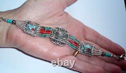 Choker Style Vintage Antique Native American Indian Beaded Turquoise Bracelet