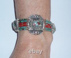 Choker Style Vintage Antique Native American Indian Beaded Turquoise Bracelet