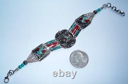 Choker Style Vintage Antique Native American Indian Beaded Turquoise Bracelet