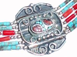 Choker Style Vintage Antique Native American Indian Beaded Turquoise Bracelet