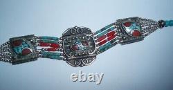 Choker Style Vintage Antique Native American Indian Beaded Turquoise Bracelet