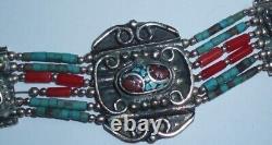 Choker Style Vintage Antique Native American Indian Beaded Turquoise Bracelet