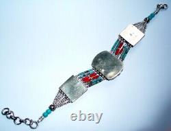 Choker Style Vintage Antique Native American Indian Beaded Turquoise Bracelet