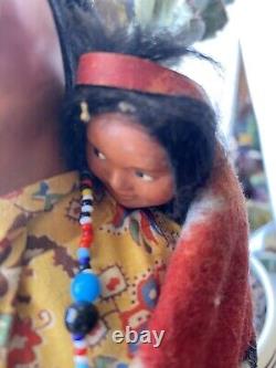 Clean Antique Vintage Skookum Indian Doll With Baby