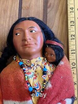 Clean Antique Vintage Skookum Indian Doll With Baby