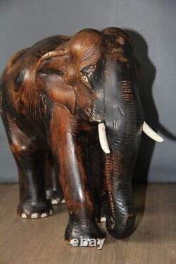 Fabulous Vintage Early 20th Decorative Large Carved wooden Elephant