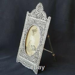 Fine Anglo Indian Vintage Sterling Silver Picture Frame, Repousse Decoration