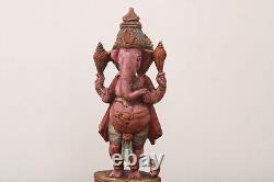 Ganesh Statue Vintage Wooden Sculpture Antique Hindu God Ganesha Standing Idol