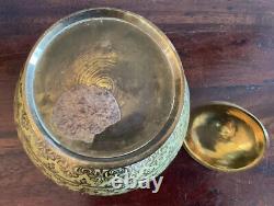 Gorgeous Vintage/antique Indian Brass And Enamel Lidded Jar