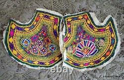 Gujarat India Embroidery Fan Kutch Hand Fan Peococks Woman Vintage