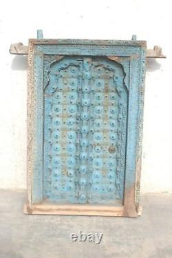 Hand Carved Vintage Wooden Jharoka Window Wall Hanging Panel Rustic Wall Decor