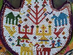 Hand Fan Pankha Saurasthra Beaded Vintage Beadwork Gujarat India Animals