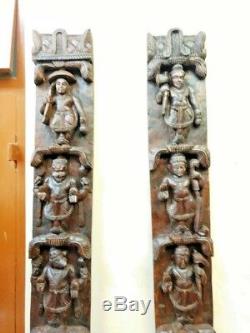 Hindu Dashavatara Wall Vertical Panel Pair Vintage God Vishnu Avatar panel Decor