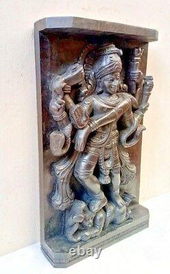 Hindu God Shiva Killing Demon Vintage Temple Wall Panel Natraj Siva Statue Rare