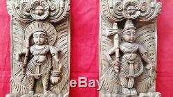 Hindu God Vishnu Dashavatar Temple Vintage Vertical Wooden Wall Panel Decor Rare