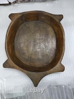 INDIAN VINTAGE HANDMADE WOODEN BOWL Pranth Collectible