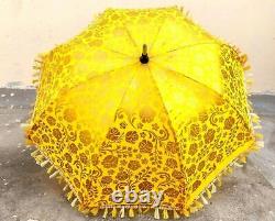 Indian Antique Vintage Sun Shade Umbrella Hand Embroidered Parasol Art Wholesale
