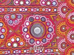 Indian Banjara Cloth sewn mirrors vintage wall hanging fabric quilt textile fine