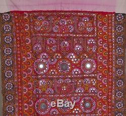 Indian Banjara Cloth sewn mirrors vintage wall hanging fabric quilt textile fine