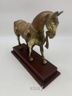 Indian Crafted Brass Equine Vibrant Handmade Niello Work Horse Statue Trophy