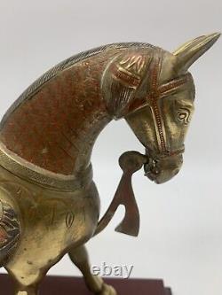 Indian Crafted Brass Equine Vibrant Handmade Niello Work Horse Statue Trophy