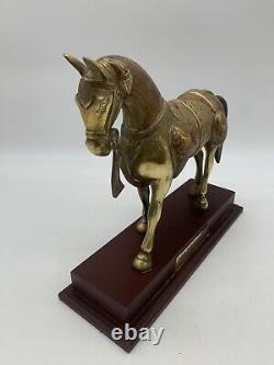 Indian Crafted Brass Equine Vibrant Handmade Niello Work Horse Statue Trophy