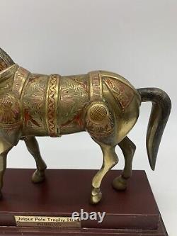 Indian Crafted Brass Equine Vibrant Handmade Niello Work Horse Statue Trophy