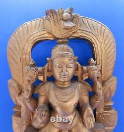 Indian Hindu gold gilt wood vintage Victorian antique Lakshmi goddess figurine