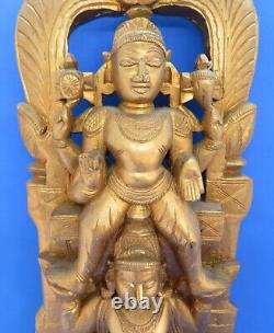 Indian Hindu gold gilt wood vintage Victorian antique Lakshmi goddess figurine