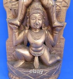 Indian Hindu gold gilt wood vintage Victorian antique Lakshmi goddess figurine