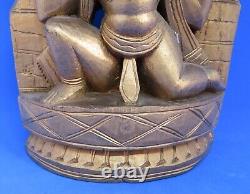 Indian Hindu gold gilt wood vintage Victorian antique Lakshmi goddess figurine