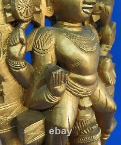 Indian Hindu gold gilt wood vintage Victorian antique Lakshmi goddess figurine