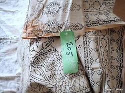 Indian Kalamkari Printed Textile Block Printed Cotton Vtg Unfinished Peacock